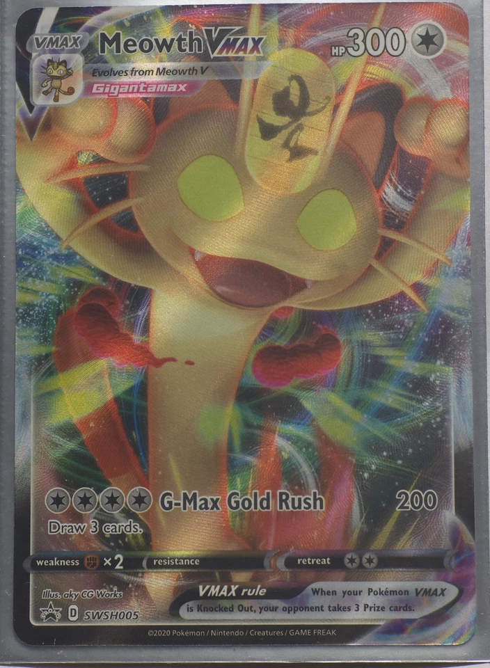 2020 Pokémon Meowth VMAX SWSH005 Sword & Shield Promo Card Holo NM - Image 1 of 1