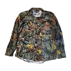 WFS Element Gear Shirt Mens Large Green Camouflage Flannel Button Up Long Sleeve - Picture 1 of 7