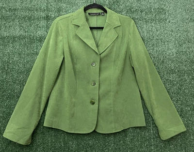 Chaqueta Blazer Briggs New York Tres Botones Top Verde Talla Mediana Suave Foto 1 de 4