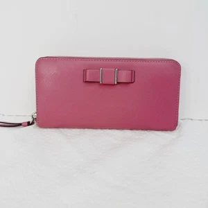 Rosa Coach Geldbörse Darcy Schleife Akkordeon Reißverschluss Rosa Leder umlaufender Reißverschluss Clutch - Bild 1 von 17