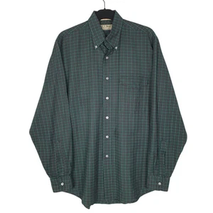 L.L.BEAN grün kariertes Hemd Vintage 1980er Made In USA Langarm Baumwolle Herren M - Bild 1 von 4