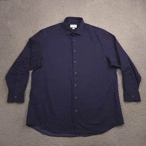 Charles Tyrwhitt Mens Dress Shirt 17.5 34 35 Navy Blue Classic Fit Non Iron - Picture 1 of 10