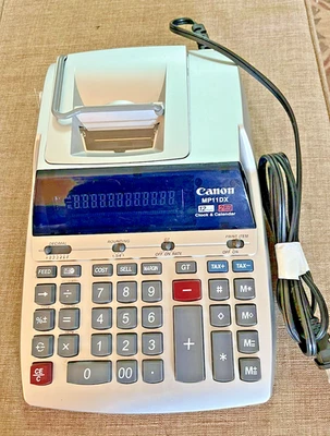 Canon MP11DX 12-Digits 2-Color Clock Calendar Adding Machine Calculator TESTED - Image 1 of 2