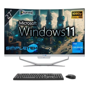 AIO ALL IN ONE Celeron 1.8GHz 27" CURVO 16GB 120GB 1TB HDD WIN11 PC COMPUTER FIS - Imagen 1 de 7