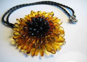 Broche Genuino Hermoso Collar Ámbar Báltico - ¡Flor!¡!¡!  - Imagen 1 de 2