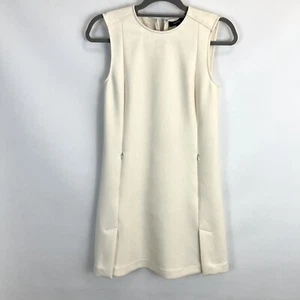 Theory Shift Dress Women’s 2 Ivory Sleeveless Vent Front Wool Blend W/ Pockets - Picture 1 of 7