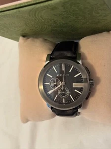 Gucci G CHRONO MENS Watch 44mm LEATHER BAND 393108 I86A0 8644 - Picture 1 of 9