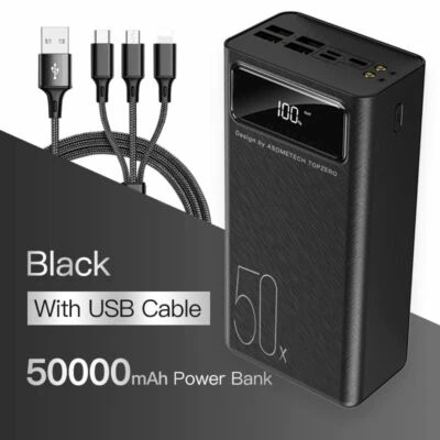 Power Bank 50000mah Dual Usb Black White Spare Portable External Battery Charger - Image 1 of 4