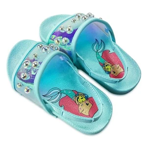 Disney Store Ariel Little Mermaid Slides Flip Flops Kids 7/8 9/10 11/12 13/1 2/3 - Picture 1 of 6