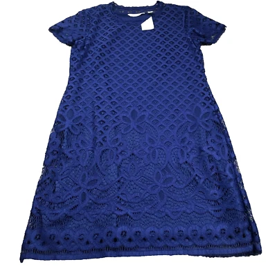 Vestido Isaac Mizrahi Live para mujer talla XS azul encaje manga corta forrado nuevo con etiquetas Foto 1 de 4