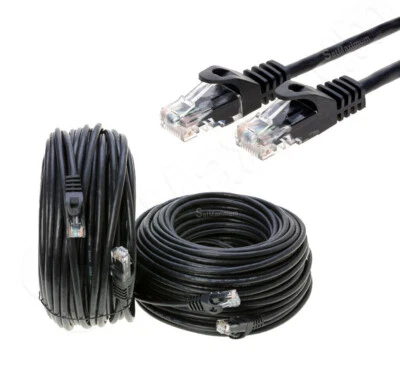 CAT5e Ethernet Patch Cable RJ-45 Internet Cord Black 25FT - 200FT Multi-Pack LOT - Image 1 of 4