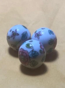 Cloisonné 1985 HONGKONG CHINESISCH 5/8" 16mm MARMOR & 3 Cloisonné GESUNDHEITSPERLEN - Bild 1 von 21