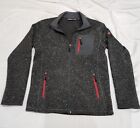 Swiss Tech Men’s Black Grey Red Full Zip Fleece Lined Collared Jacket Size S