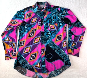 Wrangler Brushpopper VTG 90s Aztec Navaho Western Buckle Shirt Made in USA Large - Picture 1 of 17