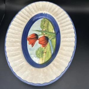 Red Poppy Serving Platter Vintage, Made In Italy,  Ceramica Due Torre - Picture 1 of 9