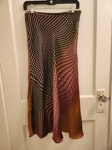 Size XS Zara A-line Pink, Orange, & Brown Psychedelic Polka Dot Skirt - Picture 1 of 8