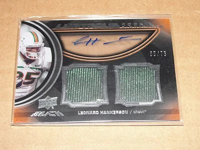 2011 UD Black LEONARD HANKERSON #12 Lustrous RC Auto/75 Miami HURRICANES Bills - Image 1 of 2
