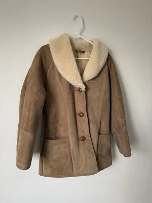 Vtg Eddie Bauer Shearling Lamb Wool Pile New Zealand Made Coat Size 8 - Image 1 of 4