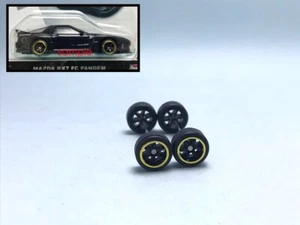 Ruedas de goma R262 Hot Wheels 1/64 Real Riders # TE37 negras 8 mm, largas + extra largas - Imagen 1 de 7