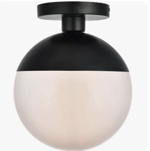 Elegant Lighting LD6062BK Black 1-Light 10" Semi-Flush Globe Ceiling Fixture 