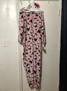 HELLO KITTY Halloween Pajamas Size Small Pink One Piece Hooded Sleepwear PJs NWT - Picture 1 of 15