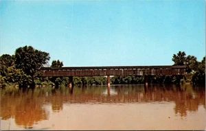 Cartolina Coshocton, Zanesville Dresda Ohio Old Conesville ponte coperto UNP - Foto 1 di 2