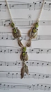 KX Collier Kette Feder Spirale Sterling Silber 925 Peridot grün - Bild 1 von 9