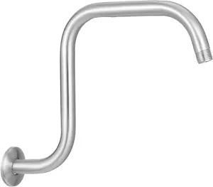 13 Inch Shower Extension Arm with Flange, S Shaped Rain Shower Head Riser Pipe - Picture 1 of 12