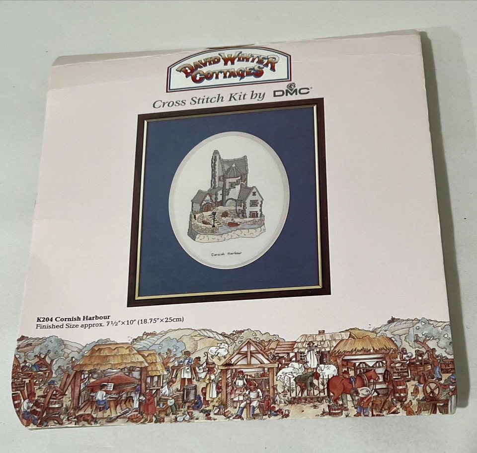 Kit de punto de cruz contado David Winter Cottages DMC Cornish Harbour 7" x 10" NUEVO Foto 1 de 4