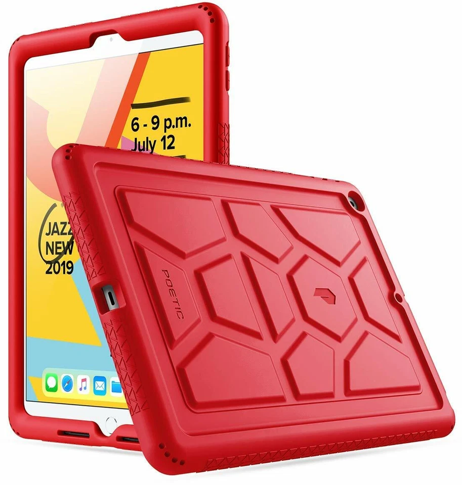For Apple iPad 10.2 2021/2020/2019 Case | Poetic Soft Silicone Tablet Cover Red