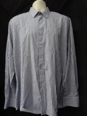 (192JUN) 17" Cuello *CONEXIÓN FRANCESA* Camisa Inteligente Rayas Azul Hombre Foto 1 de 3