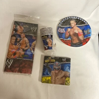 WWE Lucha Libre Cumpleaños Fiesta Suministros Tazas Platos Servilletas Mantel John Cena Foto 1 de 3