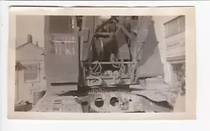 Vintage 2.75x4.5 Photo Of Crane Cab Construction Hahnes Storefront In Background - Picture 1 of 2