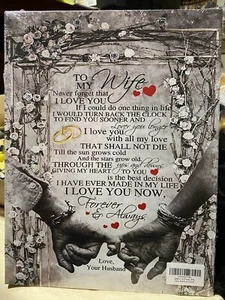 Canvas Wall Art To My Wife Love Your Husband Multicolored Anniversary Wedding - Picture 1 of 2