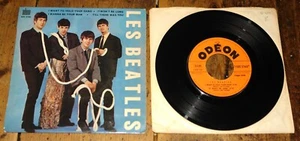LES BEATLES WANT TO HOLD FRENCH ODEON 4-TRACK ROPE 7" EP ORANGE LABEL 1ST PRESS - Picture 1 of 6