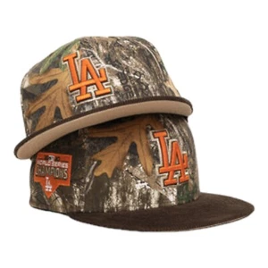 New Era Los Angeles Dodgers Realtree Camo 59FIFTY Fitted Hat 2020 WS Patch 7 3/4 - Picture 1 of 10