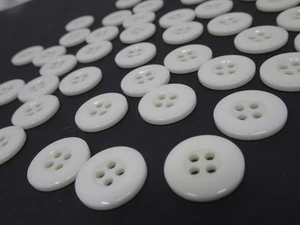 Vtg White Round 4-Hole Buttons with Raised Edge 15mm 18mm Lot of 10 & 100 B105-6 - Picture 1 of 7
