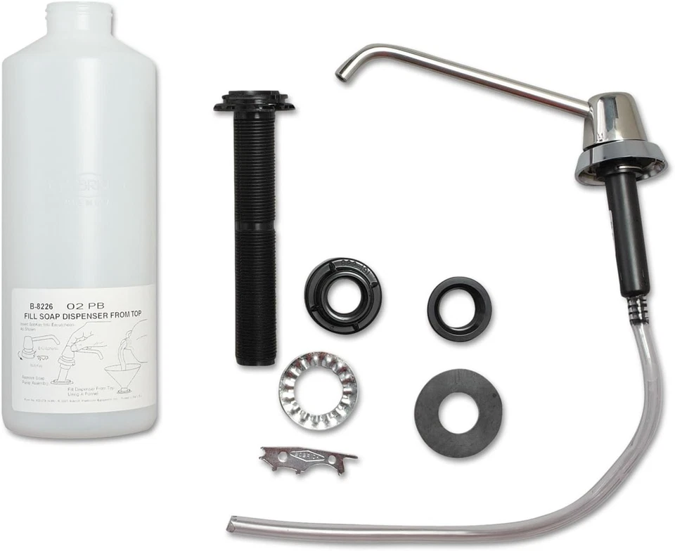 Dispensador de jabón líquido comercial Bobrick 34 fl oz capacidad, 6 caños, plateado  Foto 1 de 1