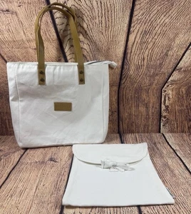 Cozy Earth Natural Lined Ivory White Canvas Tote Bag Purse Travel Crafts Shop - Picture 1 of 14