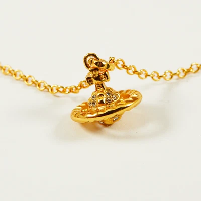 Vivienne Westwood Necklace Gold Tone Studded 3D Orb Crystal Pendant Box Set - Image 1 of 4