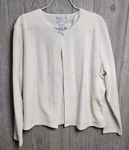 Norton Studios Damen elfenbeinfarbene Strickjacke mit passendem Tank Gr. XL 2-teiliges Set Perlenakzent - Bild 1 von 11