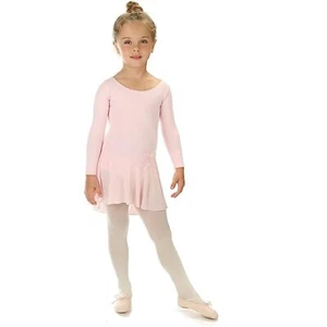 Girls' Ruffle Long Sleeve Skirted Leotard Baby Pink Ballet Gymnastic Dance 2 - 4 - Picture 1 of 5