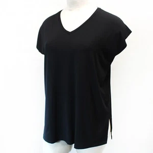Eileen Fisher Plus Size Black Jersey V-Neck Sleeveless Tunic Top Blouse 1X - Picture 1 of 6