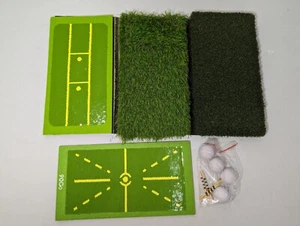 NEW- Golf Hitting Mat 4 in 1 Practice Indoor Outdoor Grass Striking Mat- 4 Balls - Picture 1 of 14
