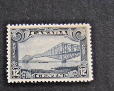 1928 Canada Stamp - Scott #156 - 12 Cent Quebec Bridge Scroll Issue - MLH/OG/VF - Image 1 of 2