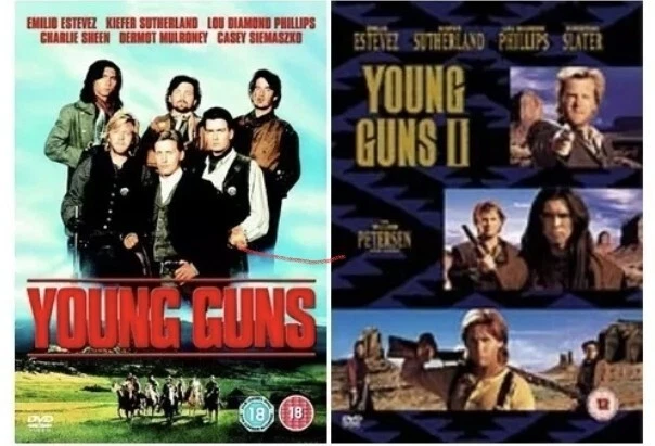 YOUNG GUNS 1-2 DVD Blaze Of Glory Movie Flim PART 1 and 2 Brand New UK R2 x - Image 1 of 1