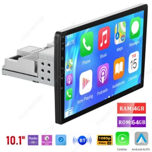 Single 1 Din Android 13 Carplay Car Stereo Radio GPS WIFI BT Touch 4+64GB 10.1" - Picture 1 of 18