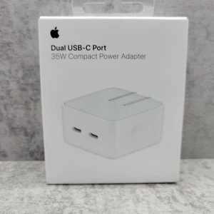 Apple 35W Dual USB-C Port Compact Wall Power Adapter (MNWM3AM/A) - NEW™ - Picture 1 of 6