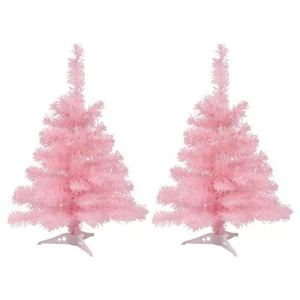 2x Artificial Christmas Trees 2ft Pink Bushy Xmas Home Tabletop Table Décor - Picture 1 of 7