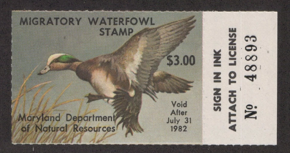 Maryland Duck Stamp Unused #9 Canvasback - Image 1 of 1